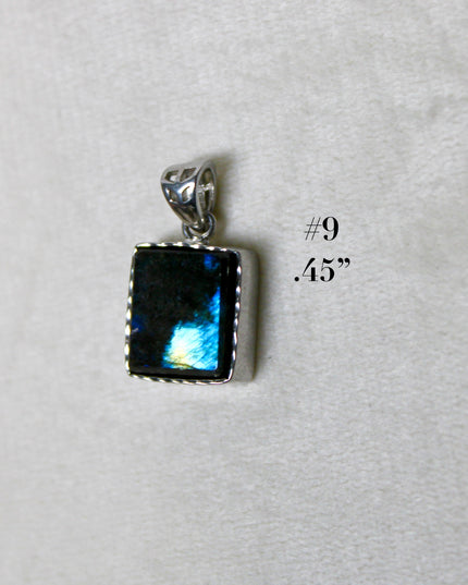 Labradorite Pendant in Sterling Silver 925 – High Shine Faceted Stone Necklace, Genuine Silver Stamped Setting, You Pick Your Exact Pendant Chain Included