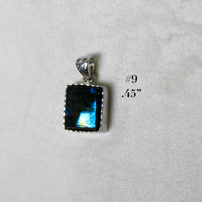 Labradorite Pendant in Sterling Silver 925 – High Shine Faceted Stone Necklace, Genuine Silver Stamped Setting, You Pick Your Exact Pendant Chain Included