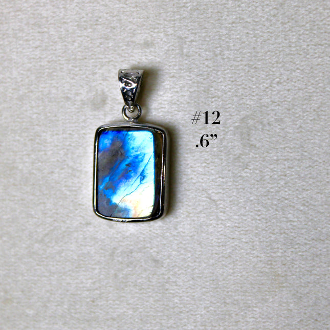 Labradorite Pendant in Sterling Silver 925 – High Shine Faceted Stone Necklace, Genuine Silver Stamped Setting, You Pick Your Exact Pendant Chain Included