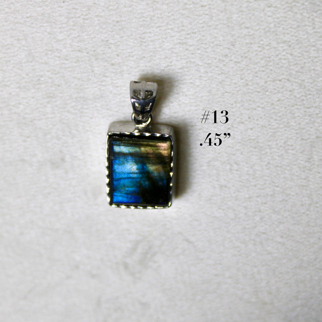 Labradorite Pendant in Sterling Silver 925 – High Shine Faceted Stone Necklace, Genuine Silver Stamped Setting, You Pick Your Exact Pendant Chain Included
