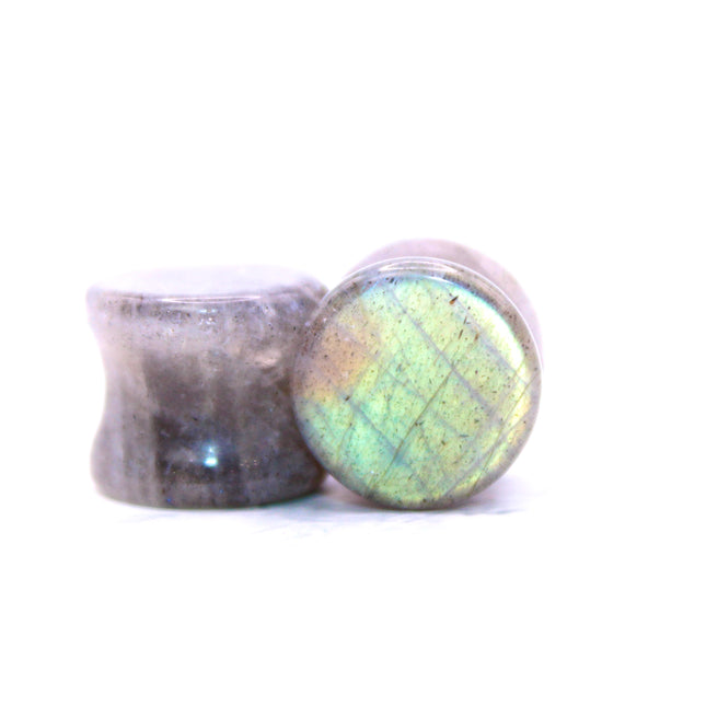 Labradorite Plugs Double Flare - Gauges Pair - Grade B - EC Plugs