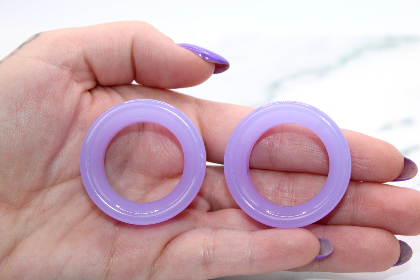Violet Opalite Tunnel Plugs Double Flare Pair - EC Plugs