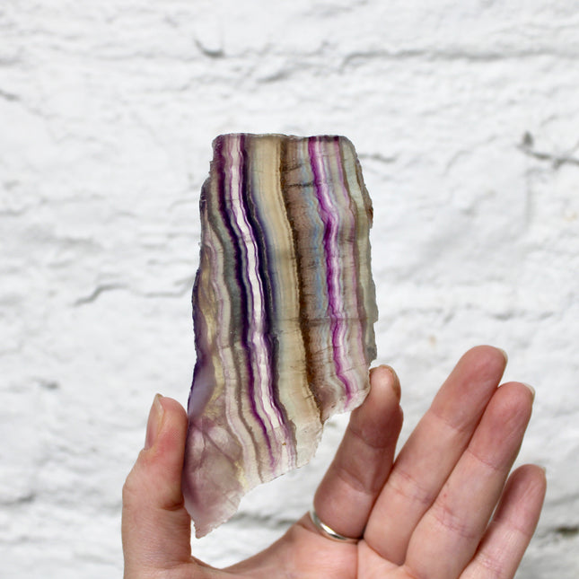 Rainbow Fluorite Slab – Polished Natural Stone Slice with Color Banding, Decorative Display Piece, You Pick Your Exact Slab