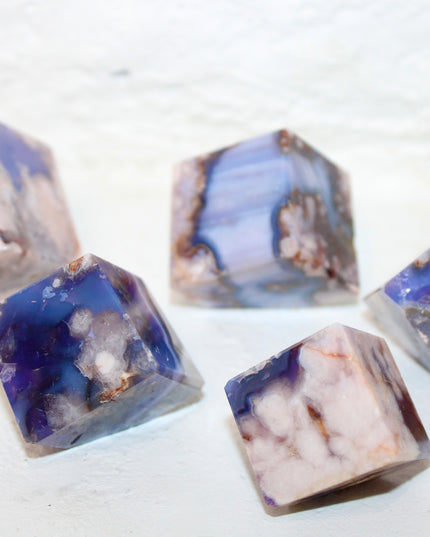 Blue and Purple Flower Agate Cubes – 1.5 Inch Polished Stone Cube Set, You Pick Unique Pastel Crystal Cubes