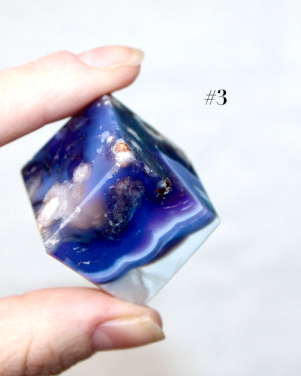 Blue and Purple Flower Agate Cubes – 1.5 Inch Polished Stone Cube Set, You Pick Unique Pastel Crystal Cubes