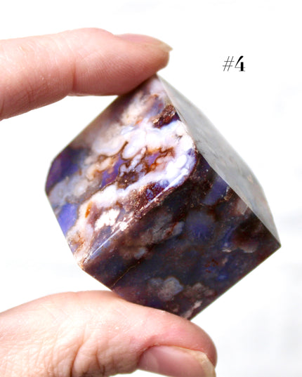 Blue and Purple Flower Agate Cubes – 1.5 Inch Polished Stone Cube Set, You Pick Unique Pastel Crystal Cubes