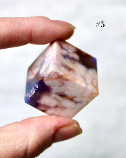 Blue and Purple Flower Agate Cubes – 1.5 Inch Polished Stone Cube Set, You Pick Unique Pastel Crystal Cubes