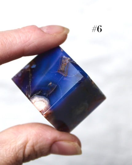 Blue and Purple Flower Agate Cubes – 1.5 Inch Polished Stone Cube Set, You Pick Unique Pastel Crystal Cubes