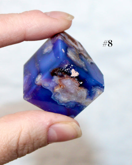 Blue and Purple Flower Agate Cubes – 1.5 Inch Polished Stone Cube Set, You Pick Unique Pastel Crystal Cubes