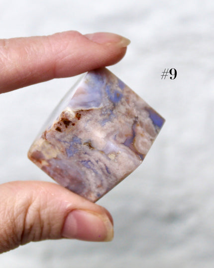 Blue and Purple Flower Agate Cubes – 1.5 Inch Polished Stone Cube Set, You Pick Unique Pastel Crystal Cubes
