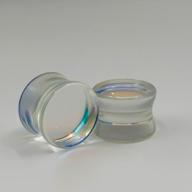 Iridescent Glass Double Flare Plugs - EC Plugs