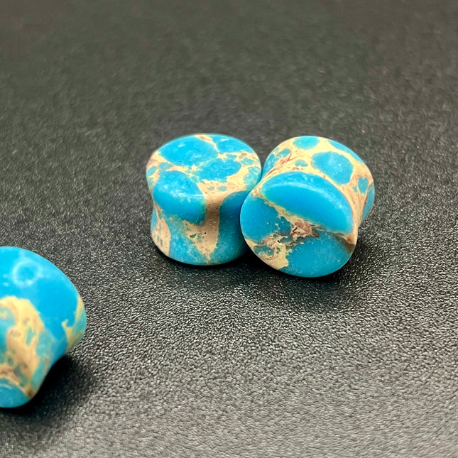 Light Blue Howlite Double Flare Plugs - EC Plugs