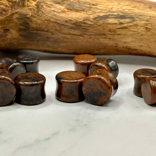 Mahogany Obsidian Stone Plugs - EC Plugs