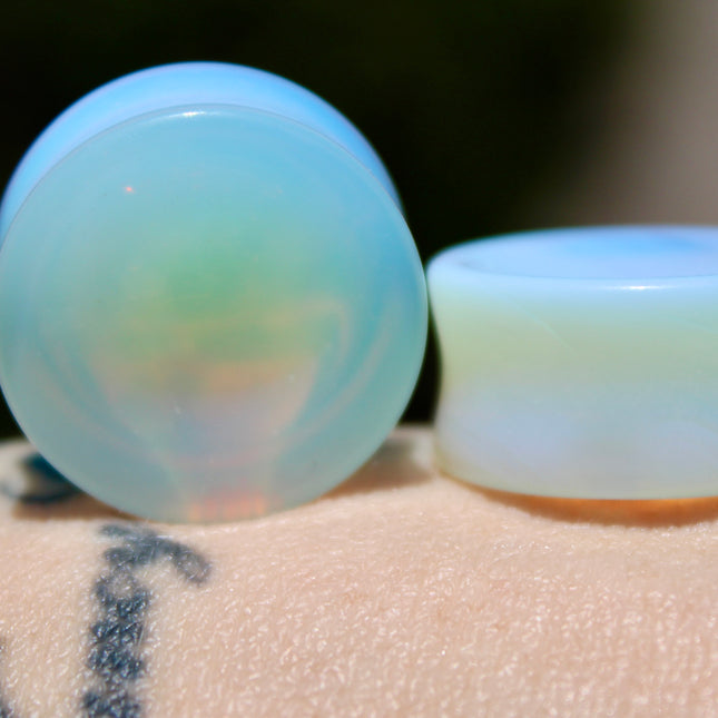 Opalite Double Flare Plugs PAIR - Iridescent Rainbow Gauges 3mm-57mm!