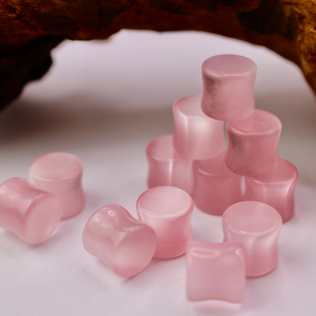 Pink Cat Eye Double Flare Plugs