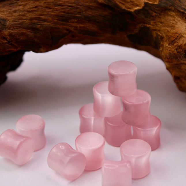 Pink Cat Eye Double Flare Plugs