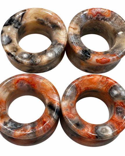 Crazy Lace Stone Tunnels for Gauged Ears
