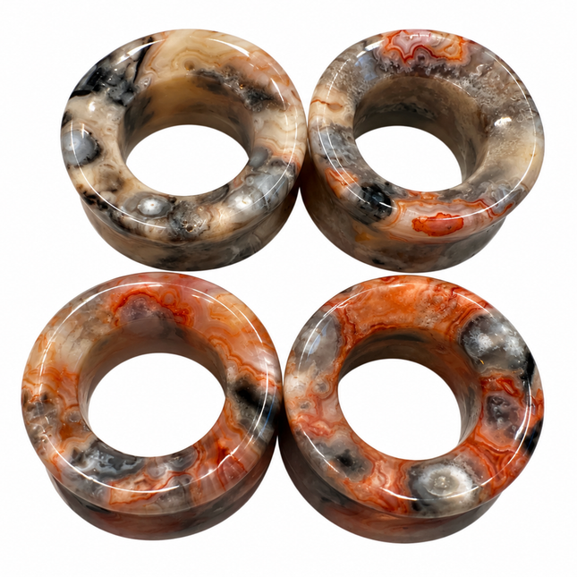 Crazy Lace Stone Tunnels for Gauged Ears