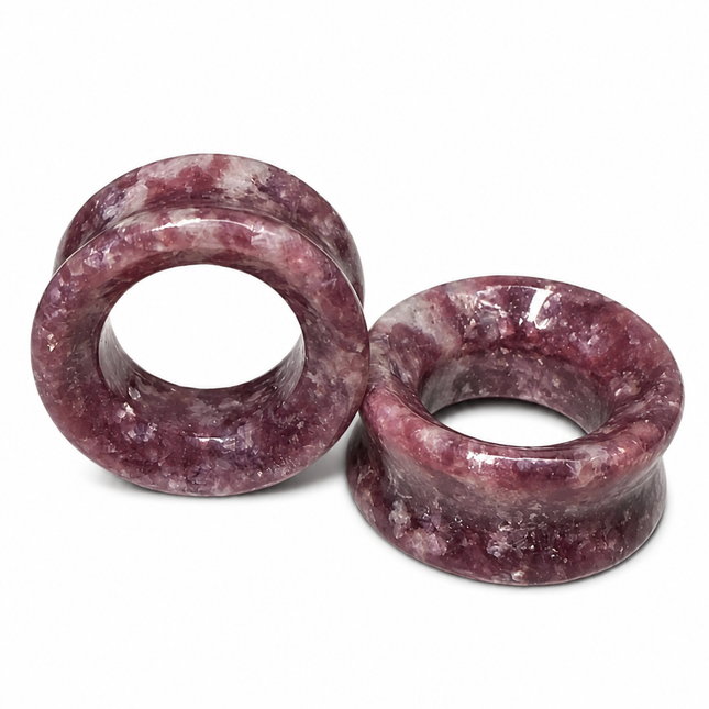 Violet Lepidolite Stone Tunnels for Gauged Ears