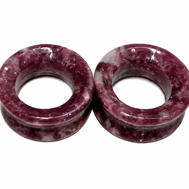 Violet Lepidolite Stone Tunnels for Gauged Ears
