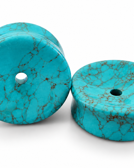 Concave aqua turquoise toned double flare plugs for gauged ears