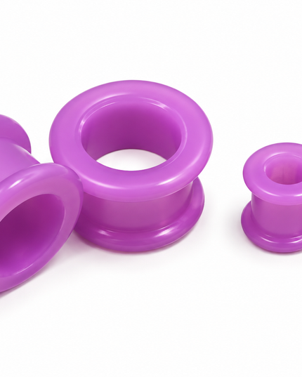 Fuchsia Pink Purple Premium Skin-Friendly Silicone Tunnels for Stretched Ears
