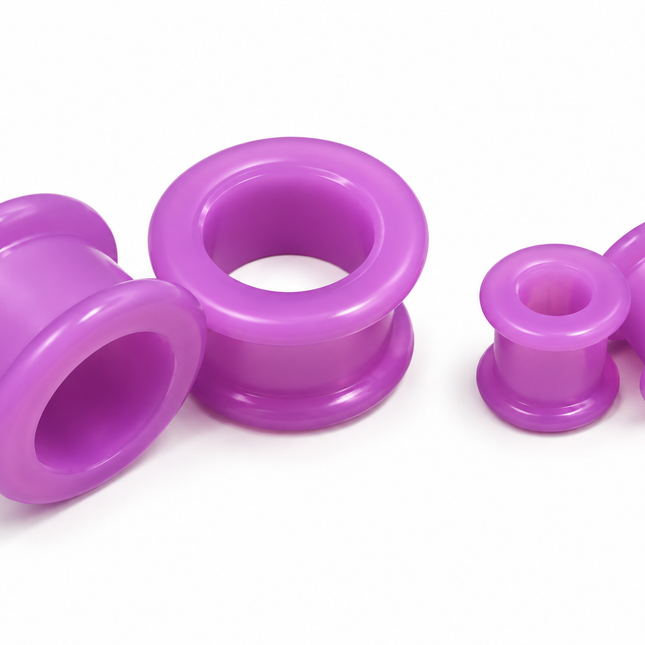 Fuchsia Pink Purple Premium Skin-Friendly Silicone Tunnels for Stretched Ears