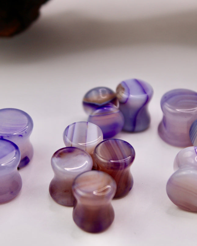 Purple Line Agate Double Flared