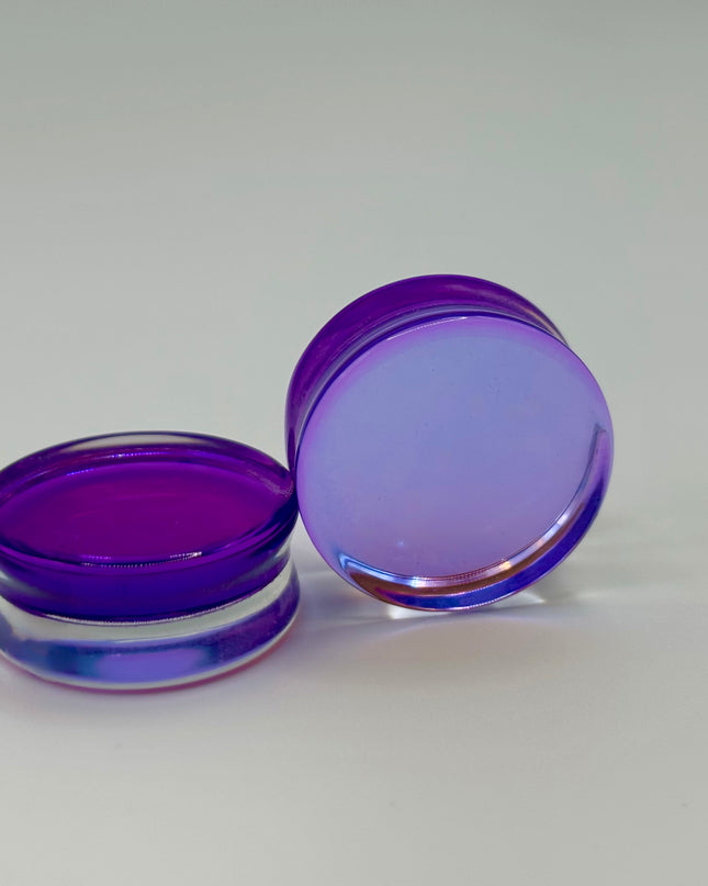 Purple Glass Double Flare Plugs - EC Plugs