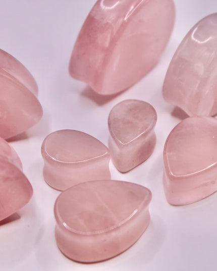 Rose Quartz Teardrop Plugs