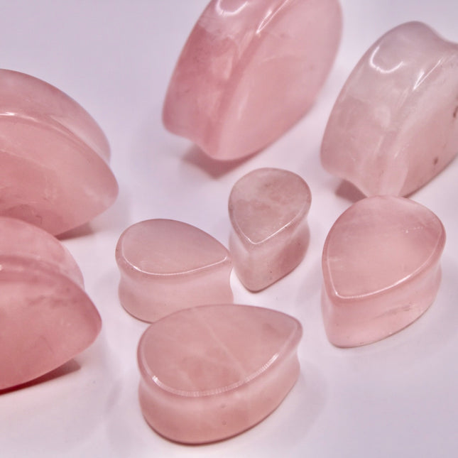 Rose Quartz Teardrop Plugs