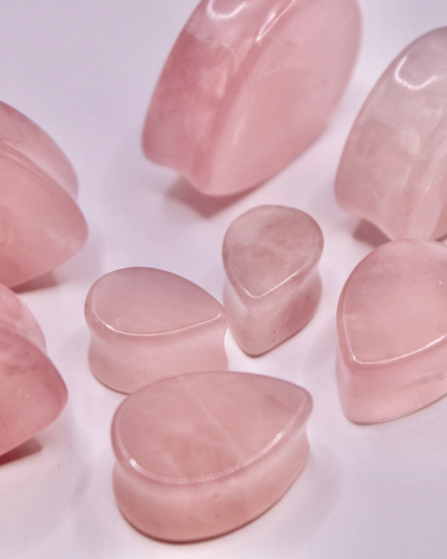 Rose Quartz Teardrop Plugs