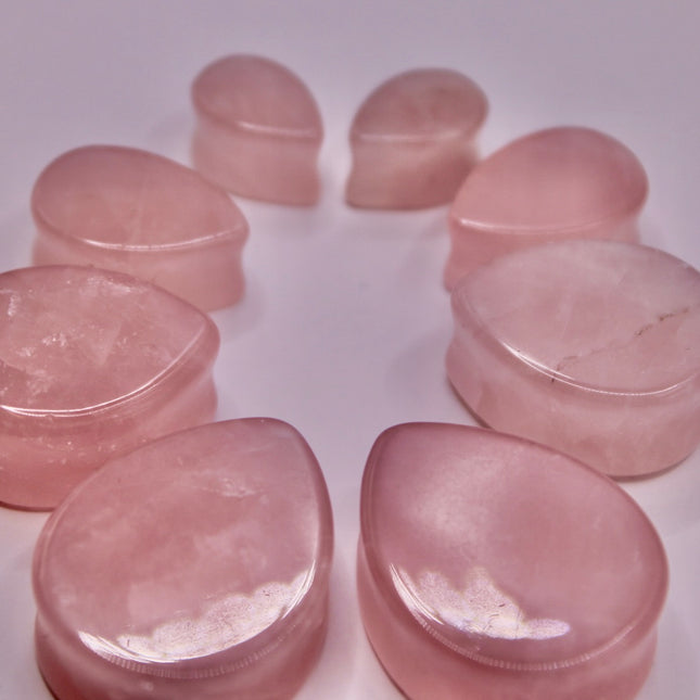 Rose Quartz Teardrop Plugs