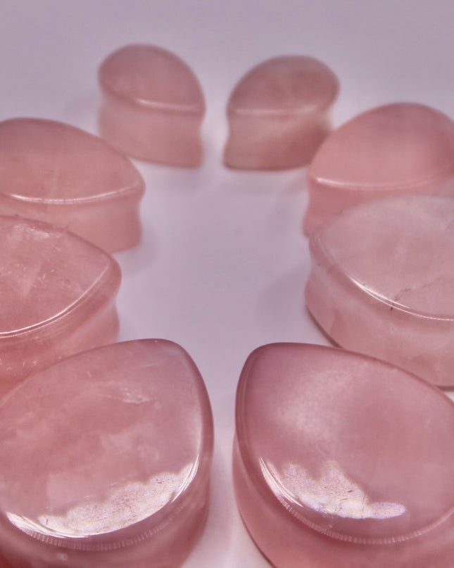 Rose Quartz Teardrop Plugs