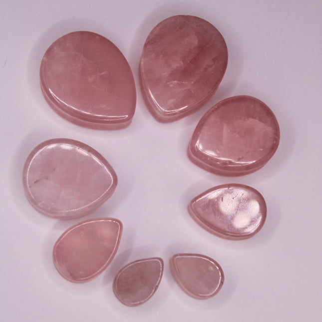 Rose Quartz Teardrop Plugs