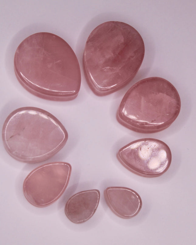 Rose Quartz Teardrop Plugs