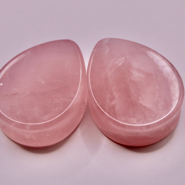 Rose Quartz Teardrop Plugs