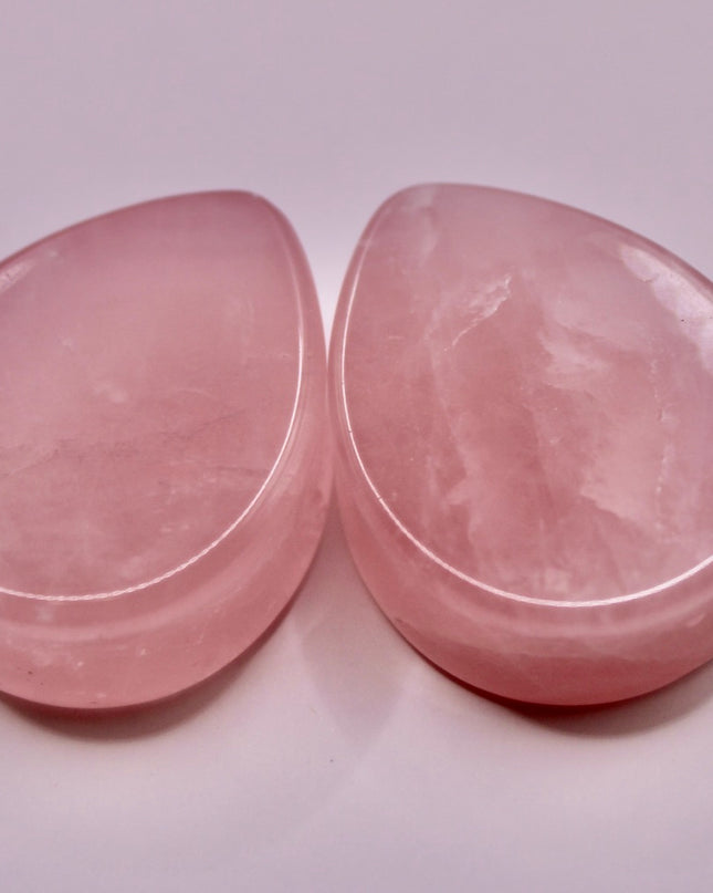 Rose Quartz Teardrop Plugs