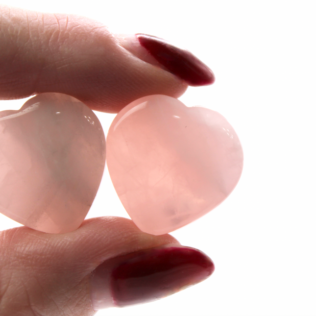Rose Quartz Stone Pink Double Flare Heart Plugs 6mm-25mm