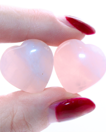 Rose Quartz Stone Pink Double Flare Heart Plugs 6mm-25mm