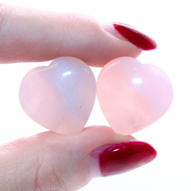 Rose Quartz Stone Pink Double Flare Heart Plugs 6mm-25mm