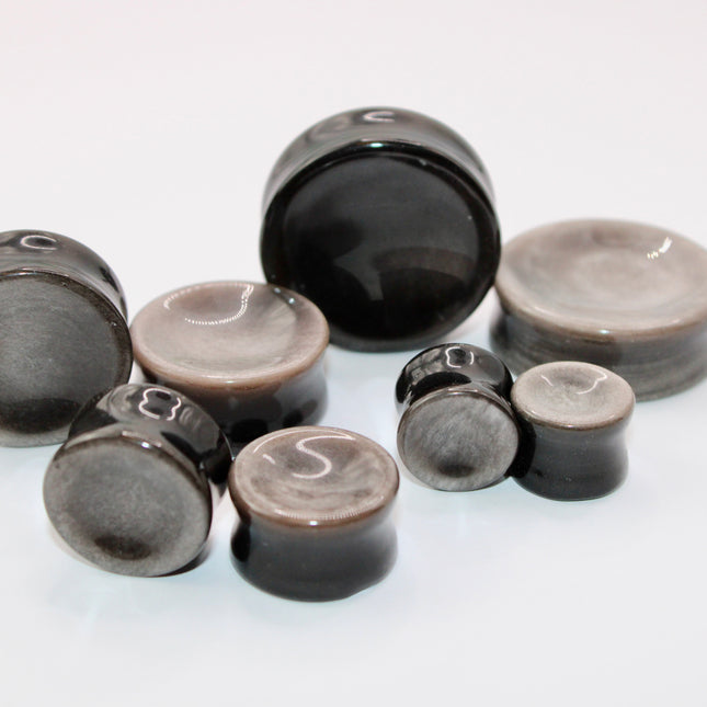 Silver obsidian double flare 