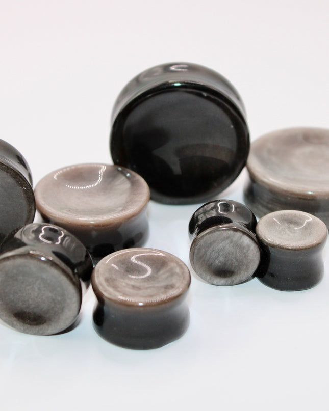 Silver obsidian double flare 