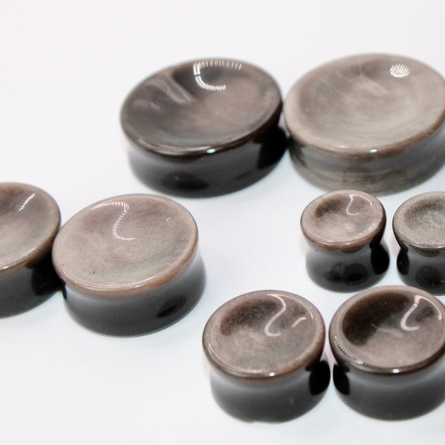 Silver obsidian double flare 
