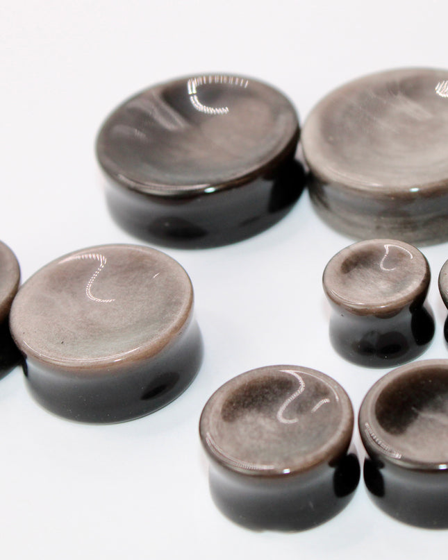 Silver obsidian double flare 
