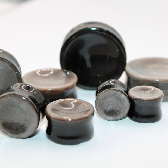 Silver obsidian double flare 