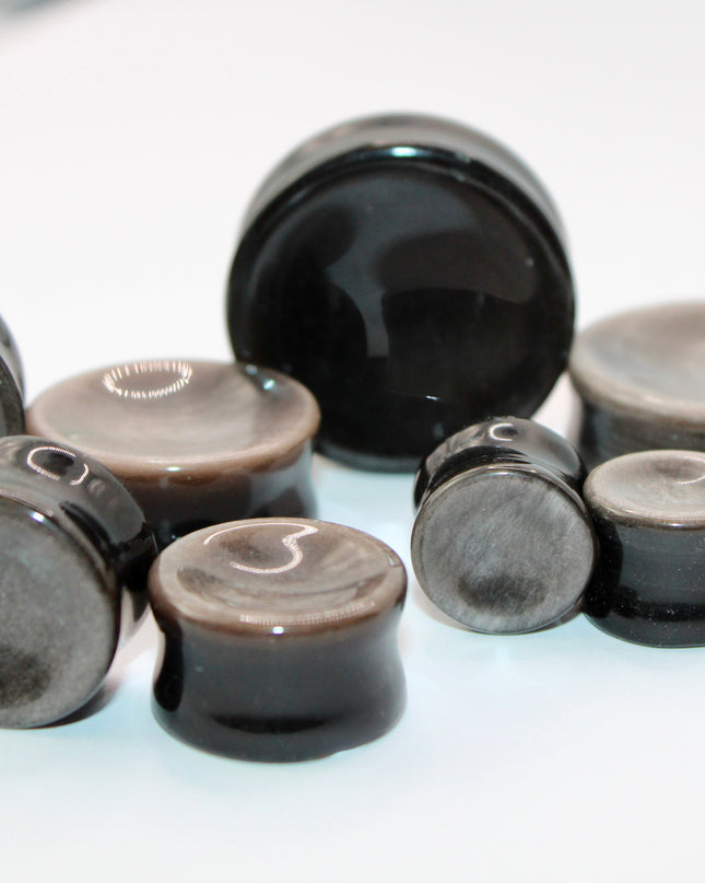 Silver obsidian double flare 
