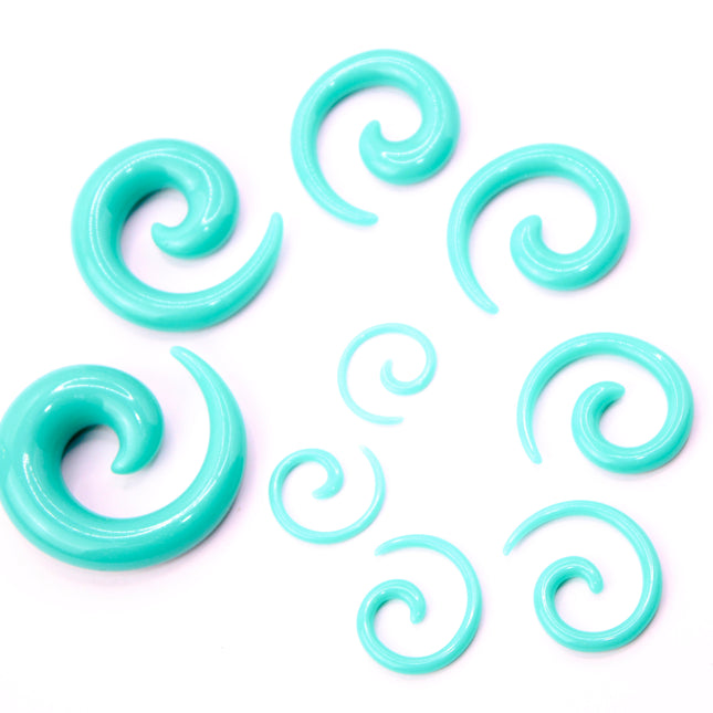 Teal Spirals Ear Gauges