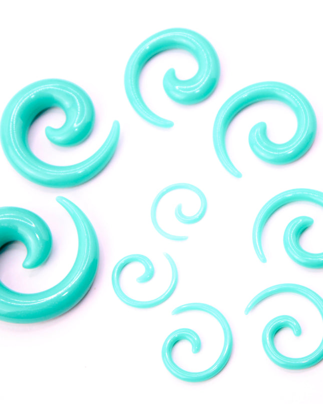 Teal Spirals Ear Gauges