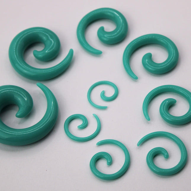 Teal Spirals Ear Gauges